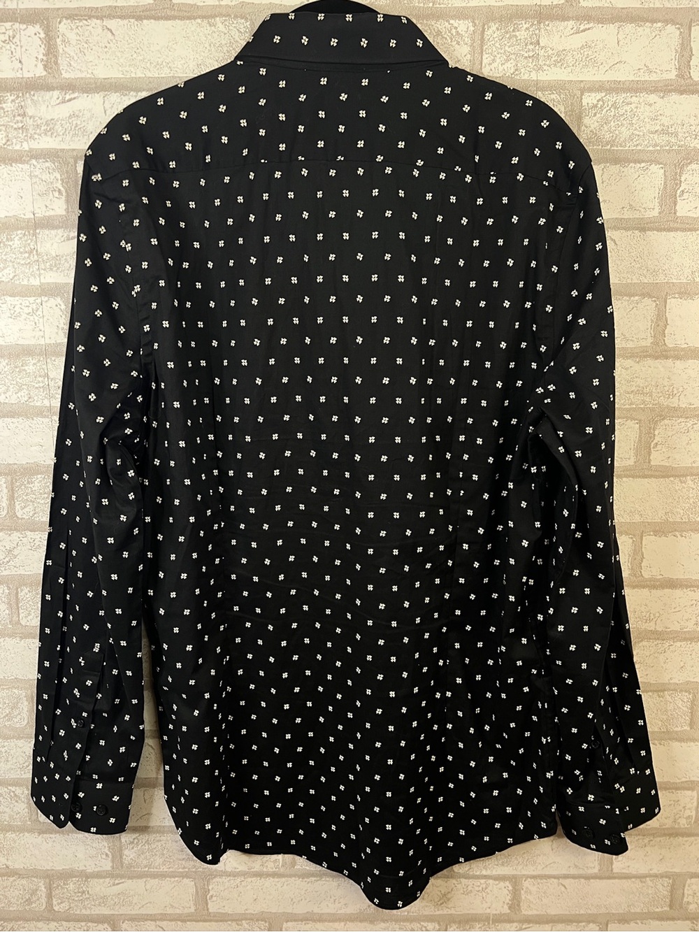Express Extra Slim 1MX Button-Up Shirt Black Triangle Print Size M - Picture 3 of 8